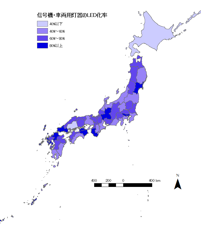 車両用信号機のLED化率